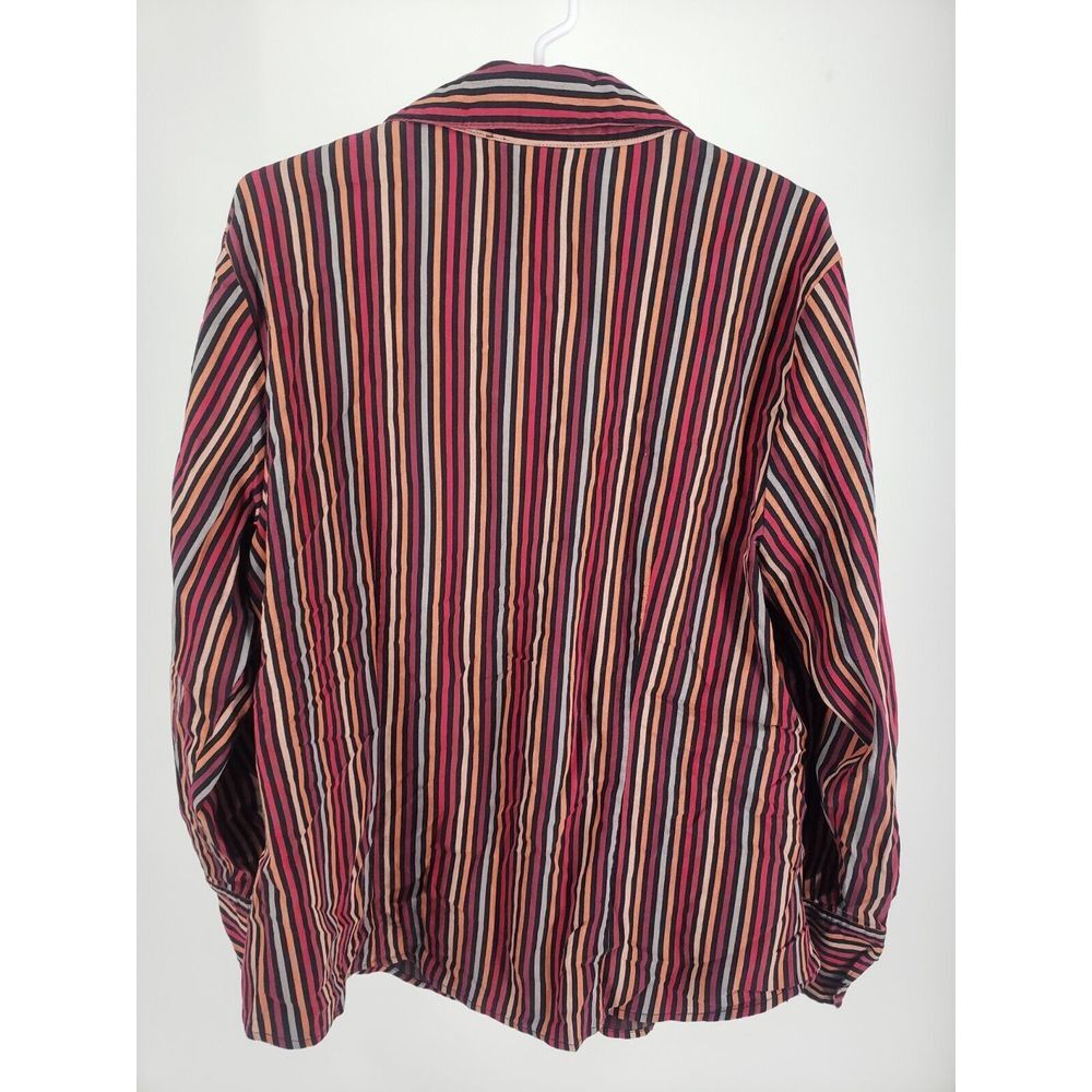 Lane Bryant Womens Long Sleeve Button Front Shirt Blouse Colorful‎ Stripe 14 16 - Picture 4 of 8